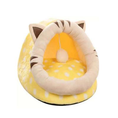 China Autumn and Winter Viable Pet Supplies Thickened Warm Partially Enclosed PP Cotton Cat House Pet Nest for sale