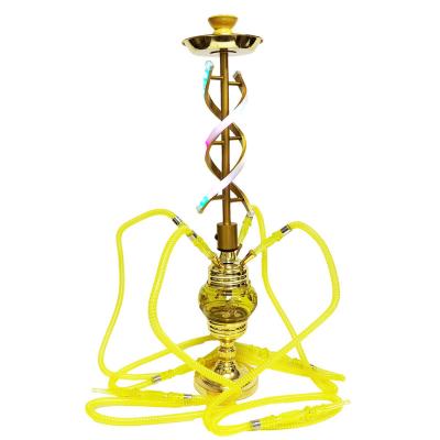 China Arabic Four Person Hookah Minimalist Shisha Full Bar Set With Lights Smoke Water Pipes Aluminum Smoking Set for sale