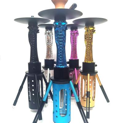 China Large minimalist arabic hookah tripod cobra style hookah set hot-sell smoking pipe shisha with LED light for sale