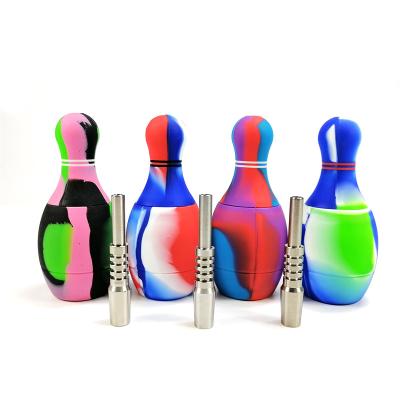 China Creative Minimalist Shape Pipe Ball Rolling Smoking Cigarette Silicone Set Titanium Nails Tobacco Pipe for sale