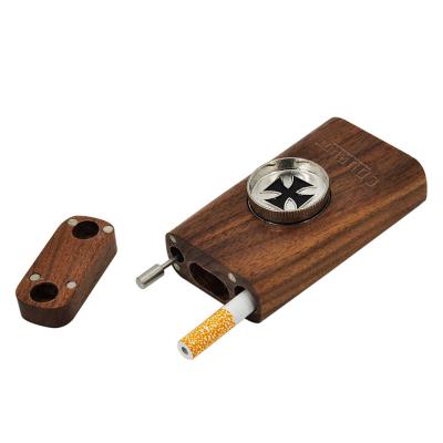 China Walnut Wooden Cigarette Holder Set Magnetic Top Cover With Pipe Cleaner Tobacco Dugout Grinding Set Smoking Set for sale