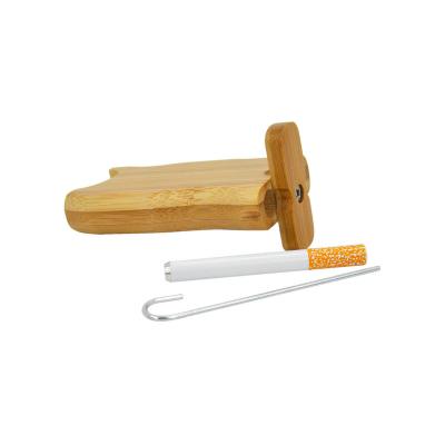 China New Wave Shape Cigarette Holder Metal Pipe Cleaning Hook Bamboo Smoking Set Canoes for sale