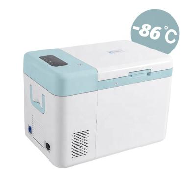 China Refport 12V/24V 25L Portable Ultra Low Temp Minus 86 Degree Freezer with Consumption for sale