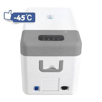 China Ultra Low Minus 45 Degree Medical Home Storage 25L 12V/24V Compact Portable Freezer for sale