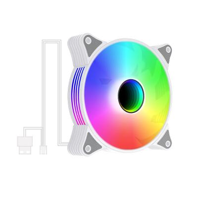 China Computer Case RTS 120mm 12v 3pin+4pin RGB 12cm Computer Gaming White PC Slient Fans Led Case Fan for sale