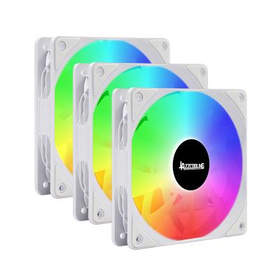 China Computer case hot sale new 3 slient design packed 120mm white colorful computer case 12v 3pin+4pin RGB PC cooling fan for sale