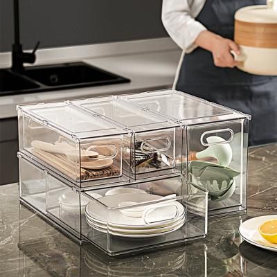 China Sustainable Promotional Clear PET Organizer Bins Drawer Storage Sets For Household for sale