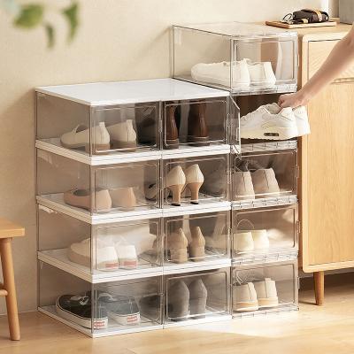 China Hot-selling Sustainable Plastic Shoe Box Stackable Sneaker Storage Box for sale