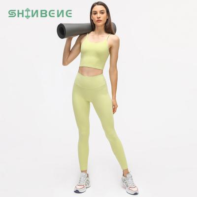 China SHINBENE Breathable Wholesale 2 Piece Yoga Outfits High Waisted Gaiters Stretch Bra Gym Clothing Set Sport Suits For Women for sale