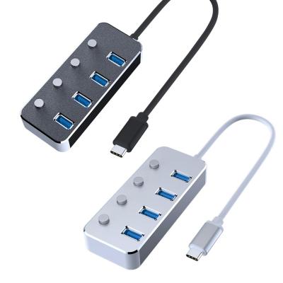 China 3.0 Hub, Portable Aluminum Type-C 4-Port USB Data Type 3.0/2.0/1.0 Aluminum Alloy Manufacturer USB C Hub with Switches for sale