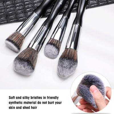 China Home.Hotel.salon Brochas De Maquillaje Profesional Beili Luxury Make Up Brushes Wooden Wholesale Black Handle Kits Synthetic Hair Private Label for sale