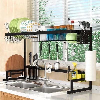 China 55~100CM Workable Over Sink Dish Rolls Drying Rack With Adjustable Dish Rack Stainless Steel Kitchen Countertops Storage for sale