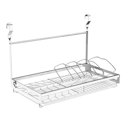 China Stainless Steel Wall Hanging Accessories Metal Dish Dish Rack Viable Folding Organizer For Kitchen for sale