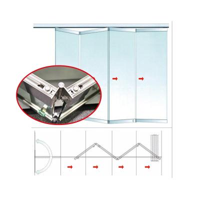 China Sliding & Multi Style Side Folding Hanging Glass Hanging Middle Folding Door System Easy To Install Wheel Hydraulic Hanging Folding Door for sale