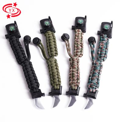 China Outdoor Beach Hiking Survival Parachute Rope Camping Traveling Bracelet With Knife Wholesale 5 In 1 Outdoor Survival for sale