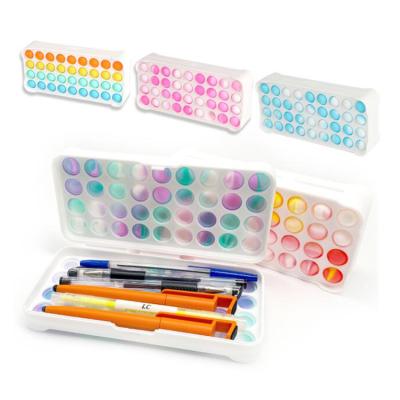 China New Designs Silicone Pioneer Bag Stationery Box Supplies Kids Toys Push Bubble Pencil Case for sale