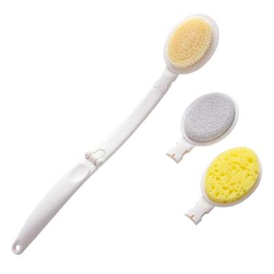 China Long Handle Three Heads Long Handle Folding Body Shower Back Massage Scrub Dead Skin Fur Adult Bath Brush for sale