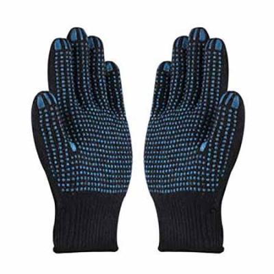 China Anti Slip Comfortable Cheap Wear Resistant 70g Navy Blue PVC Cotton Knitted PVC Dotted Hyflex Work Working Protective Hand Safety Gloves for sale