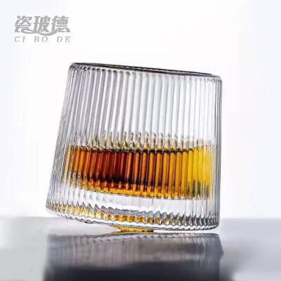 China Glencairm Rocky Rotating Round Shape Liquor Wine Glassware Luxury Crystal Whiskey Glasses Cup Rocky Rotating Bar Whiskey Glasses for sale