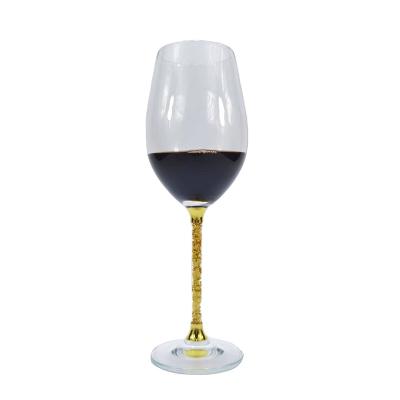 China diamond filled glass in glass pole concise design feasts Zj015-J fun christmas wine glass loose gold diamond for sale