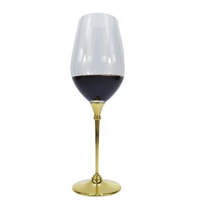 China 460ml Capacity Wine Glass Pole Durable Private Label Gold Glass Unbreakable Wine Glasses Diamond Filled for sale