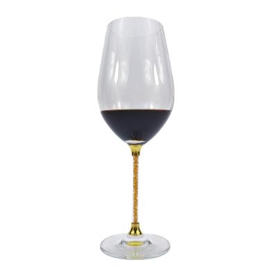 China Diamond Filled Glass In The Modern Crystal Glass Pole Cibode Gold Diamond 460ml Capacity Wine Glass Wine Glass for sale