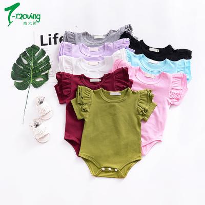 China 2021 High Quality Eco-friendly Newborn Baby 0-3years Babies Cotton Romper Summer Ruffles Baby Jumpsuit for sale