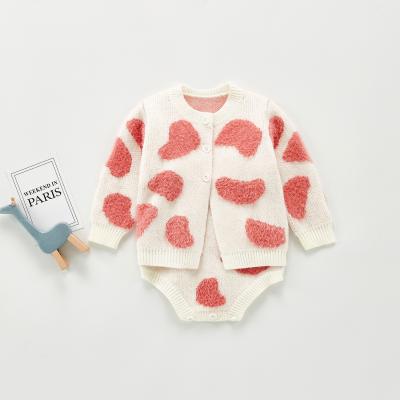 China Breathable Newborn Baby Clothes Sweater Coat And Romper 2pcs Baby Wear Knitted Clothing Set for sale