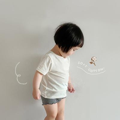 China 2021 Summer New Fashion Children's Pure Color Shorts Sleeve Round Collar Cute Thin Comfortable Anti-shrink T-shirt for sale