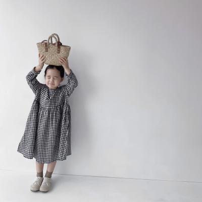 China 2021 Autumn Spring Girls Plaid Gingham Dresses Children's Japanese Girls' Dresses Breathable Children's Wear for sale