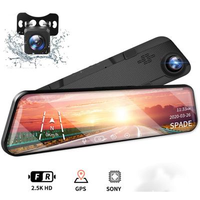 China NIGHT VISION 12 Inch IPS Full Touch Screen Car Mirror Dash Cam 2560P Dual Lens With GPS for sale