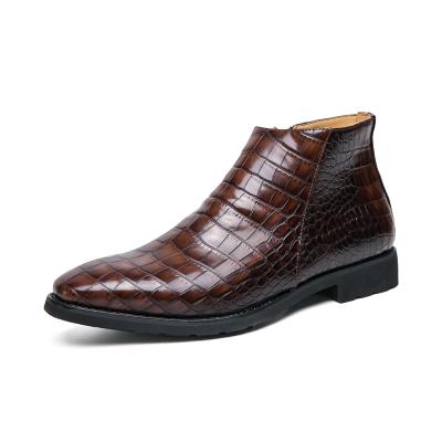 China 38-48# PU Fashion Crocodile Pattern Formal Shoes For Men Dress Leather Short Boots for sale