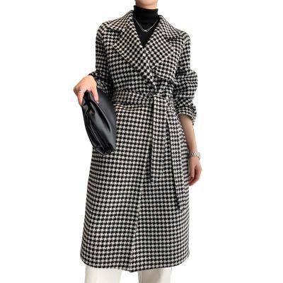 China New arrival female thick plaid breathable plus size coats famous designer Brand Belt shein warm clothes winter women coats 2021 for sale