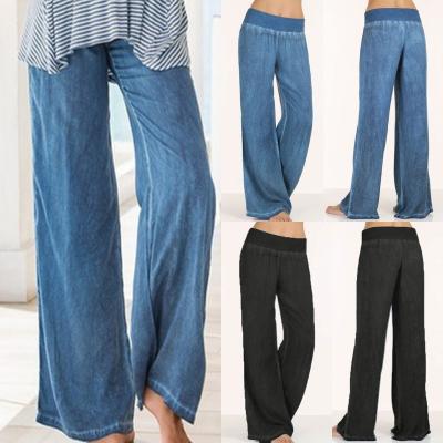 China Wholesale Breathable Wide Leg Jeans Cheap Loose Pants Plus Size Women's Jeans Fashion Pants For Ladies for sale