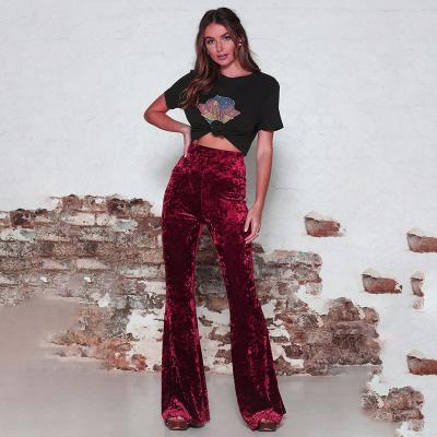 China Anti-wrinkle wholesale velvet cheap winter high waist pants women pants and trousers bottoms fashion pants for ladies for sale