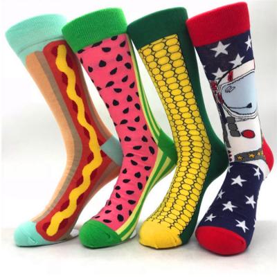 China Custom Printed New Design Cotton Spandex Happy Knee High Socks Eco-friendly Antibacterial for sale