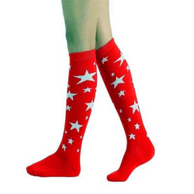 China Manufacturer Antibacterial Star Printed Womens Thigh High Stocking Socks for sale