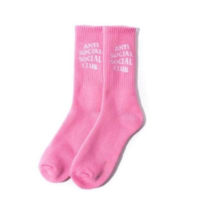 China Disposable 100% cotton material for hot sale pink socks men and pink fashional crew socks for sale