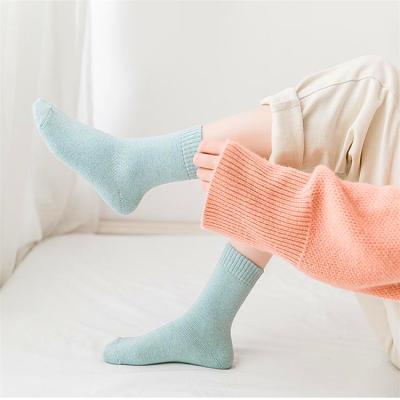 China Wholesale Sustainable 100% Combed Cotton For Women Fleece Socks And Custom Women Socks With Logo for sale