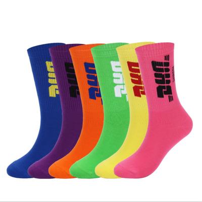 China 2020 XD Custom Happy Fun Colorful Fancy Couples Men Woman Breathable Cool Bright Colorful Socks for sale