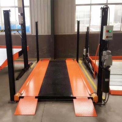 China Cheap Four Post Parking Lift With Two Car Spaces Coat 4000kgs Paint 4000KG Car Lift for sale