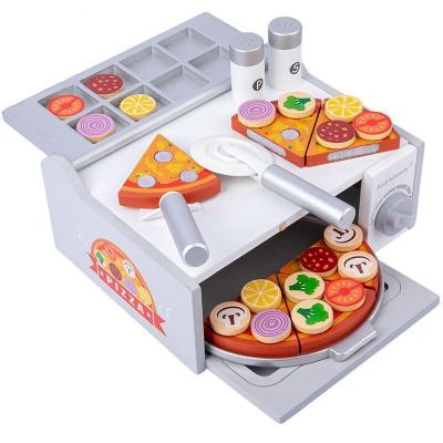 China Diy Pizza Oven Wooden Toy Food Cooking Simulation Tableware Kids Eco-friendly Material Kitchen Pretend Play Toy Fruit Vegetable Tableware Kid Gift for sale