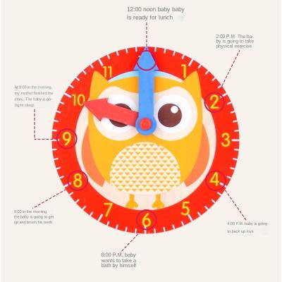 China Infant Wooden Children's Calendar Clock Board Building Blocks (0-3 Years) Puzzle Time Knowledge Enlightening Early Education Puzzle Owl Clock for sale