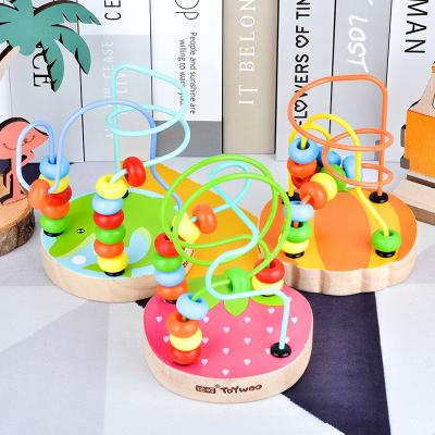 China Eco-Friendly Material Educational Toy Woo Montessor Wooden Toys Wood Puzzles Boys Girls Wooden Circles Bead Maze Roller Coaster Kid Toy 6+ Months Wire for sale