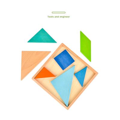 China Eco-friendly Material Colorful Creative Montessori Toy 3D Craft Tangram Wooden Shape Jigsaw Puzzle for sale