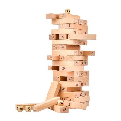 China Toy Wooden Tower Wood Educational Building Blocks DIY Domino Game Kids Developmental Toys for sale