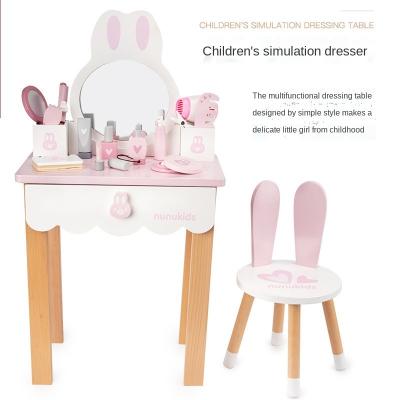 China EQ Toys Girl Wooden Children's Simulation Dresser Princess Makeup Table Game House Toy Birthday present2-6Years Old for sale