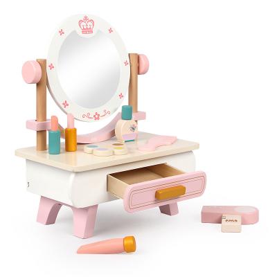 China Princess ECO-FRIENDLY Girls Makeup Set Fashion Pretend Play Make Up Dressing Table Wooden Toy for sale