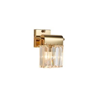 China 2021 Gold Color Modern Single Head Light Led Crystal Bathroom Vanity Light Wall Lamp for sale