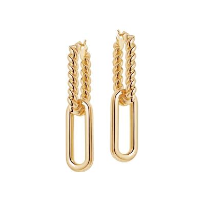 China TRENDY European and American Cool Wind Earrings Trendy CIA Gold Plated Dangle Drop Earring Twisted Oval Shape Geometric Link Earrings for sale